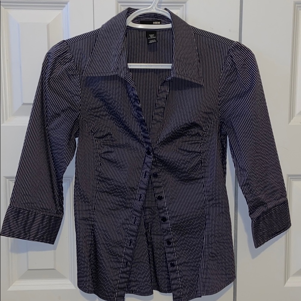 Purple and white striped H&M chemise